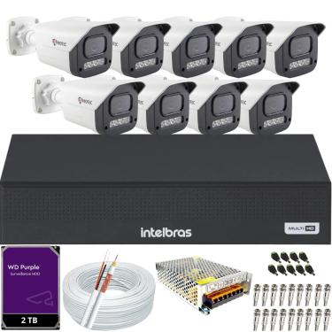 Imagem de Kit 9 Câmeras Full Color C/Áudio Dvr Intelbras 16ch 2TB Purple