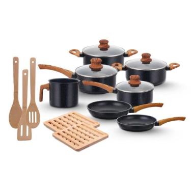 Imagem de Jogo de Panelas Indução Antiaderente, Fundo Triplo, Revestimento Cerâm