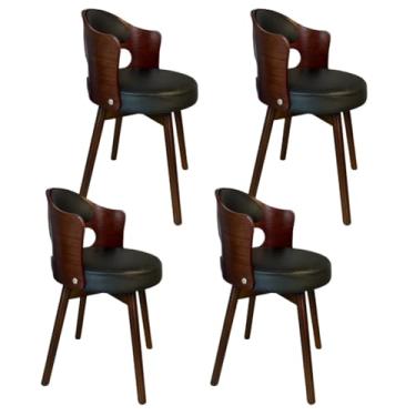 Imagem de SPXMQSS Cadeiras para sala de jantar, cadeiras de jantar giratórias de 360° com encosto, cadeira de jantar estofada de couro, cadeira ergonômica para lounge, escritório, penteadeira, cinza escuro, 4