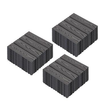 Imagem de Azulejos de deck compostos, tapetes interligados com resistente ao desgaste antiderrapante para terraço terraço varanda 30 cm x 30 cm B4 33 peças