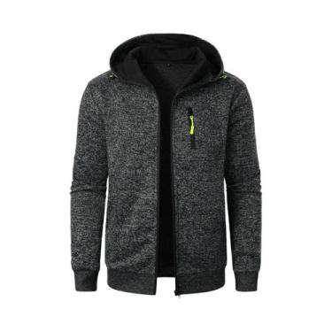 Imagem de Jaqueta Cardigan Com Capuz Masculina Para Esportes E Fitness Casual Es