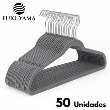 Imagem de Cabide de Veludo Cor Cinza Adulto 50 Unidades Marca FUKUYAMA