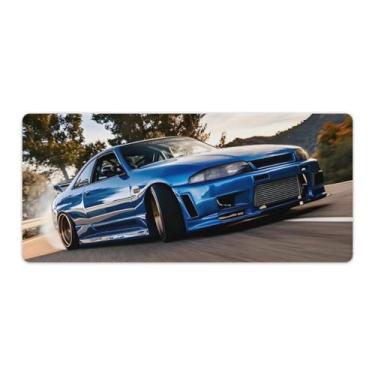 Imagem de SkVLf Drift Car JDM Car R34 Smoke Cool Large Gaming Mouse Pads Base de Borracha Antiderrapante Tapete de Mesa Laptop Acessórios de Computador Suprimentos Bloco de Escrita para Escritório Casa 40 x 90