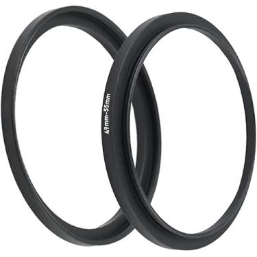 Imagem de Anel adaptador de filtro de lente de 49-55 mm, lente de 49 mm para filtro de 55 mm ou capô ou outro conversor de lente, anel de liga de alumínio de aviação 49 mm-55 mm - 2 pacotes