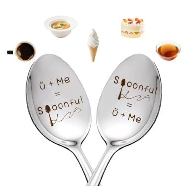 Imagem de Presentes de aniversário de casais, Natal, para marido, esposa, casamento, aniversário, noivado, namorado, namorada, chá, café, colher de sorvete para casais, colher para chá, café, sorvete, presente