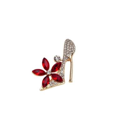 Imagem de Just Follow Broche de strass de salto alto para mulheres com flores de cristal cintilante clipes de sapato broche de festa de casamento joias de formatura, Large, Metal, Sem Pedra Preciosa