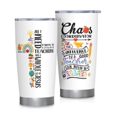 Imagem de FUWERMON Caneca de viagem de aço inoxidável para professores, presente de semana de agradecimento ao professor, presente para professores, Natal, aniversário, volta às aulas