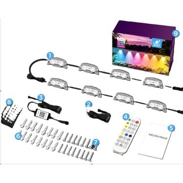 Imagem de ngnsky Luzes LED Bluetooth DIY Outdoor Fence, RGB Inteligente Colorido, Sincronização com a Música, App e Controle Remoto, IP67, para Natal, Decorações de Casa, 15m/8PCE