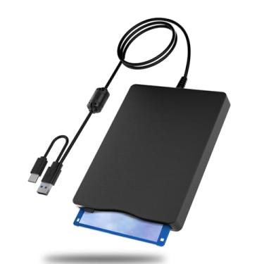 Imagem de Unidade de disquete 3,5” USB Mthstec, unidade externa USB tipo C, leitor de disquete, portátil, 1,44 MB, conectar e usar, para PC, Windows XP 7, 8, 10, 11 (preta)