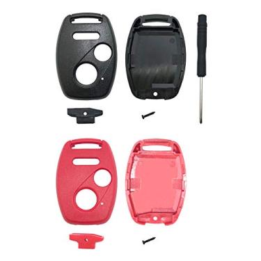 Imagem de Capa de chave de substituição para Honda Accord Crosstour Civic Odyssey CR-V CR-Z Fit 3 botões sem chave Capa de chave de carro (preto vermelho)