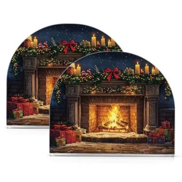 Imagem de Wassud Porta-guardanapos de acrílico quente para lareira de Natal, dispensador de guardanapos de papel moderno em forma de U para mesa, cozinha, sala de jantar, bancada 2 peças (comporta 50-60