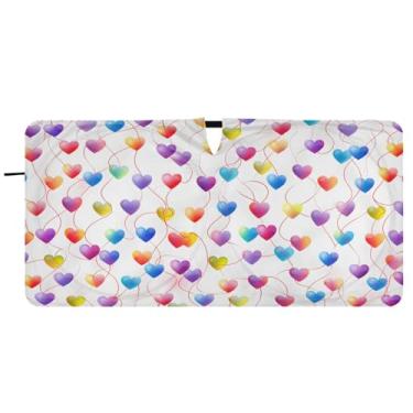 Imagem de CEBUGI Para-brisa de carro dobrável sombra de sol coração janela de carro sombras guarda-chuva para-brisa frontal para-sol para acessórios de carro legal carro refletor protetor solar, P