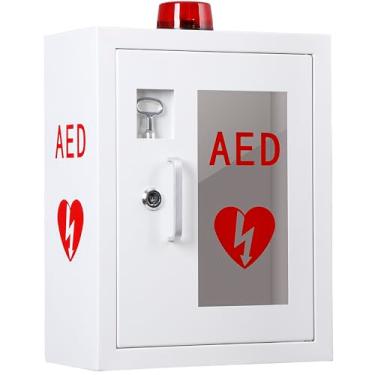 Imagem de DorBuphan Gabinete desfibrilador AED com alarme, armário de remédios para DEA montado na parede com trava serve para todas as marcas Desfibrilador de DEA 32,5 x 17 x 41 cm