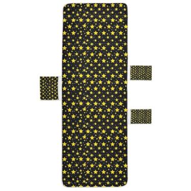 Imagem de STAYTOP Linda capa de toalha de cadeira de lounge com estrelas amarelas, capa macia para espreguiçadeira, capas de cadeira de praia com bolsos para jardim ao ar livre, pátio, pátio, banhos de sol