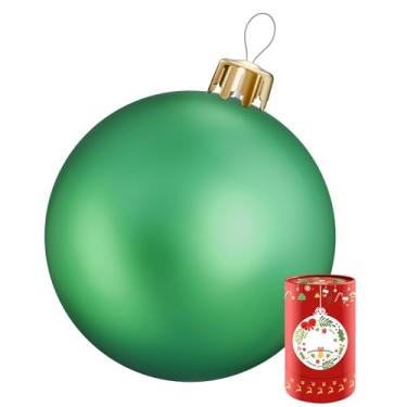 Imagem de Bola de Natal inflável de PVC de 45,7 cm, enfeites de Natal infláveis, decoração de Natal reutilizável para decoração de gramado e árvore de quintal interno (verde)