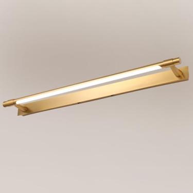 Imagem de Luminária de LED para espelho de banheiro, arandela de parede ajustável em 120°, luz para armário de espelho, iluminação de moldura para banheiro, faixa de luz longa (dourada, 81 cm)