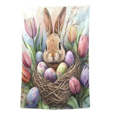 Imagem de STAYTOP Tapeçaria de Páscoa Fofo Coelho e Ovo Tapeçarias para Decoração de Casa Dormitório Sala de Estar Quarto Tapete de Parede (60×40in)