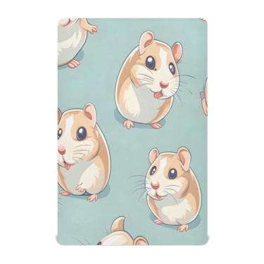 Imagem de CEBUGI Lençol de berço elástico para bebês meninos e meninas, lindo hamster, portátil, pacote N Playard, material neutro, colchão infantil padrão completo, P
