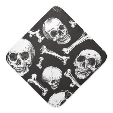 Imagem de STAYTOP Toalhas de bebê com capuz de musselina de caveira e ossos, toalha de banho super macia, toalhas de banho absorventes para banho recém-nascido unissex 76 x 76 cm
