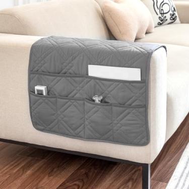 Imagem de Organizador de apoio de braço para sofá com 6 bolsos, suporte de controle remoto, suporte de 89 x 48 cm, organizador de revistas, suporte de poltrona antiderrapante, bolsos grossos para controle de TV