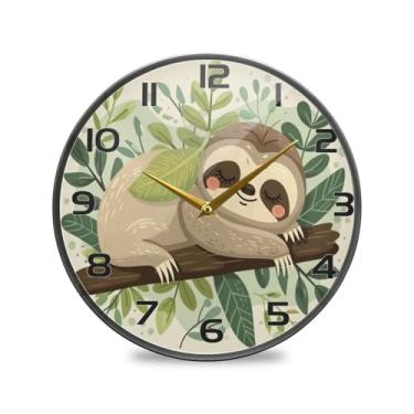 Imagem de YETTASBIN Relógio de parede acrílico preguiça – Silencioso, sem tique-taque, operado por bateria, relógio redondo decorativo criativo para cozinha, sala de estar, banheiro, decoração de escritório em