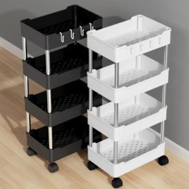 Imagem de Carrinho Organizador Multiuso 4 Andares com Rodinhas para Cozinha Banheiro Quarto Escritório Armário Slim Porta Objetos (Aleatorio,G)