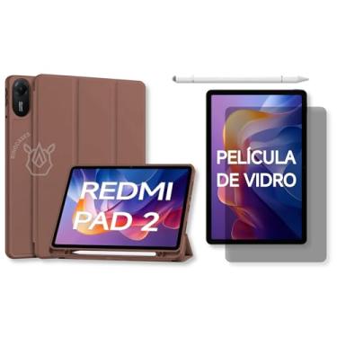 Imagem de Capa Smart Case para Xiaomi Redmi Pad 2 11'' – Magnética, Sleep/Wake, Suporte para Caneta, Tampa Magnética e Suporte Integrado (Marrom, Capa + Película + Caneta)
