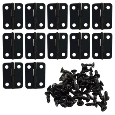 Imagem de Murtenze 12 peças de dobradiça, 2,5 cm x 3/10.2 cm dobradiças de porta dobráveis de metal com parafusos para armário de porta de armário, joias, caixa de madeira (preto)