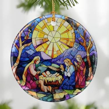 Imagem de Ornamento de presépio: enfeites de Natal, decorações de Natal religiosas para árvore, ornamento católico e decoração de férias cristãs | Presentes religiosos, presentes cristãos - Design B