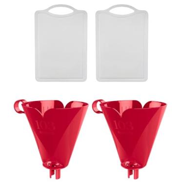 Imagem de Kit com 2 Suporte de Filtro de Café Vermelho 103 + 2 Tábua de Corte Plástica Atóxica Branca