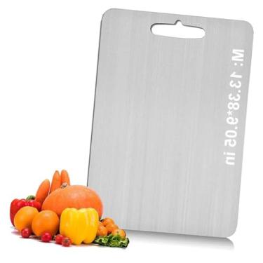 Imagem de Tábuas de corte de titânio para cozinha, tábua dupla face para cortar legumes e carne, fácil de limpar (M: 34 x 23 cm)