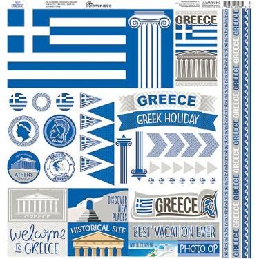 Imagem de Reminisce Adesivos de scrapbook de elementos de cartolina Greece Collection 30,5 cm x 30,5 cm