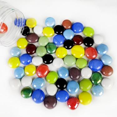 Imagem de Ocefeiyue Mármores planos pedras de vidro contas arte mosaicos multicores cores doces mistas para vasos, artesanato, pedras Mancala, espalhamento de mesa doméstica, fonte, decoração, 300 g