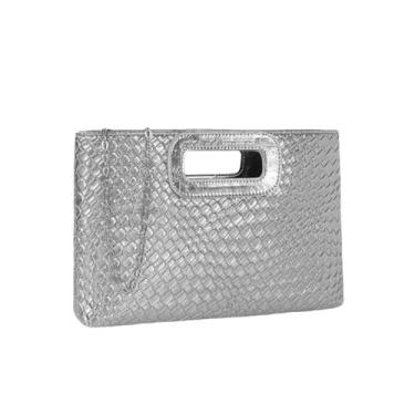 Imagem de IAMUHI Bolsa feminina de couro sintético de tecido para noite bolsa tiracolo pequena bolsa bolsa de formatura para noivas, A - prata, One Size