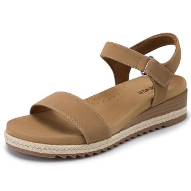 Imagem de SHIBEVER Sandálias femininas elegantes de cunha: espadrille verão casual plataforma suporte arco confortável sandália de caminhada para sapatos femininos, Damasco, 36