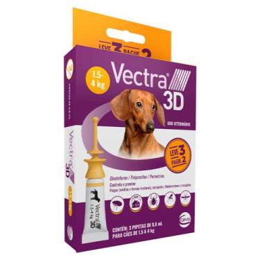 Imagem de Combo Antipulgas Vectra 3D para Cães 1,5 a 4kg - 3 Pipetas - CEVA