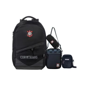Imagem de Kit Corinthians Mochila Esportiva + Lancheira + Estojo + Bag - Xeryus