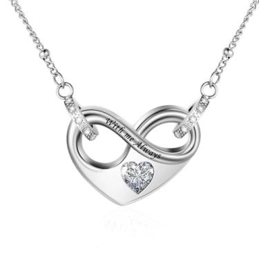 Imagem de Dletay Colar de urna de cremação infinito para cinzas e coração de cinzas para mulheres, joia de cremação memorial, suporte de cinzas, Aço inoxidável, Sem Pedra Preciosa