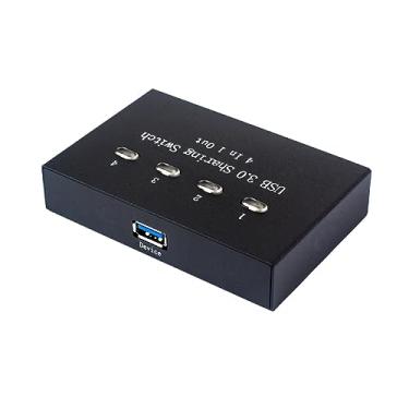 Imagem de NATEFEMIN Interruptor USB 3.0 para computadores, 4 computadores compartilhando 1 dispositivo USB Switcher Box Hub para mouse, teclado, scanner, impressora, PCs