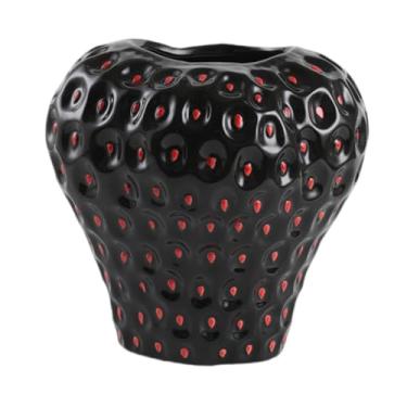 Imagem de Ｂｅｓｇａ Vaso de mesa em formato de morango, vaso para plantas, arranjo de flores, decorativo para entrada e sala de estar, Black M
