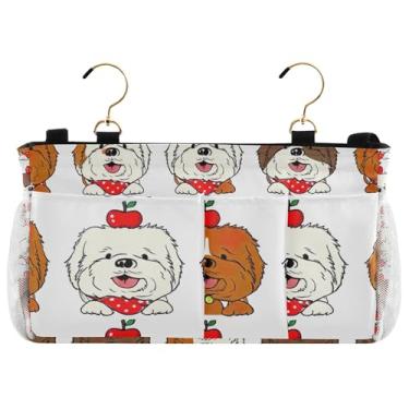 Imagem de TSENQUE Organizador de beliche para pendurar no dormitório, fofo cachorro pug engraçado, organizador de cabeceira com controle remoto