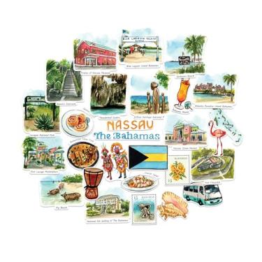 Imagem de Navy Peony Adesivos Serene San Francisco Statement - Guache ilustrado à mão, brilhante, à prova d'água - para bagagem, laptops, garrafas de água (28 peças)