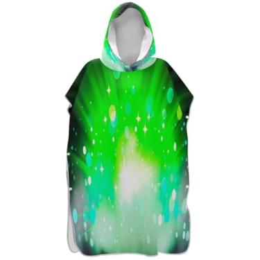 Imagem de Joisal Poncho de surfe verde claro brilhante para trocador de roupas de banho de praia com capuz reutilizáveis homens mulheres poncho com capuz