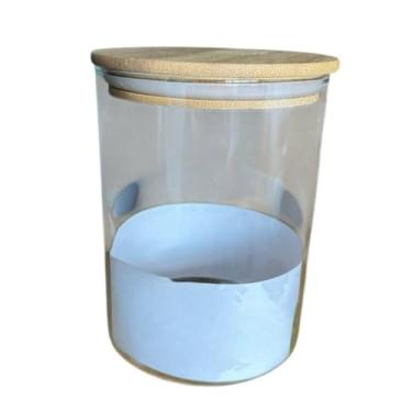 Imagem de Pote de Vidro Circular Hermético com Tampa de Bambu, 1000ml, Vidro Borossilicato, 10cm Diâmetro x 16cm Altura, Multiuso