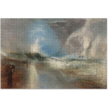 Imagem de J m W Turner Prints Stormy Sea Shoal 1000 peças quebra-cabeças para adultos, presentes para jogo de elefante branco, presentes de quebra-cabeça exclusivos, decoração de arte animal, 75 x 40 cm