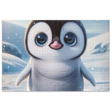 Imagem de Quebra-cabeça fofo pinguim kawaii adultos 1000 peças família elefante branco presentes quebra-cabeça arte cena outono