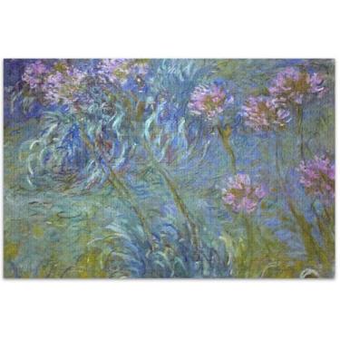 Imagem de Claude Monet Pintura Agapanthus Quebra-cabeça 1000 peças adulto divertido cena de inverno bobo cenário paisagem arte, 75 x 40 centímetros