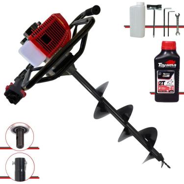 Imagem de Perfurador de Solo Trado Motorizado Anmax GD520B À Gasolina 2T 52cc 2,2HP 7.000rpm + Broca 80x20cm Para Elevação de Cercas + ÓLEO TOYAMA 2T