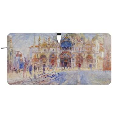 Imagem de Guarda-sol personalizado Venice Piazza Auguste Renoir Print Car para para-brisa Dobrável Auto Car Shade para Para-brisa dianteiro Animal Print, 76.2 cm x 149.9 cm