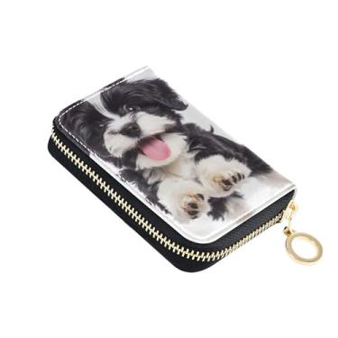 Imagem de Carteiras femininas fofas pretas e brancas, de couro, com bloqueio de RFID, à prova d'água, porta-moedas, com zíper